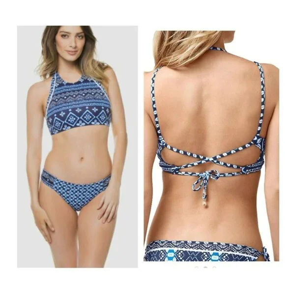TOMMY BAHAMA Swim Top Bra Cowrie Reversible High Neck NWT M - Picture 2 of 11
